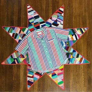 Colorful Vintage Striped Button-Up Shirt / Blouse Plus Size